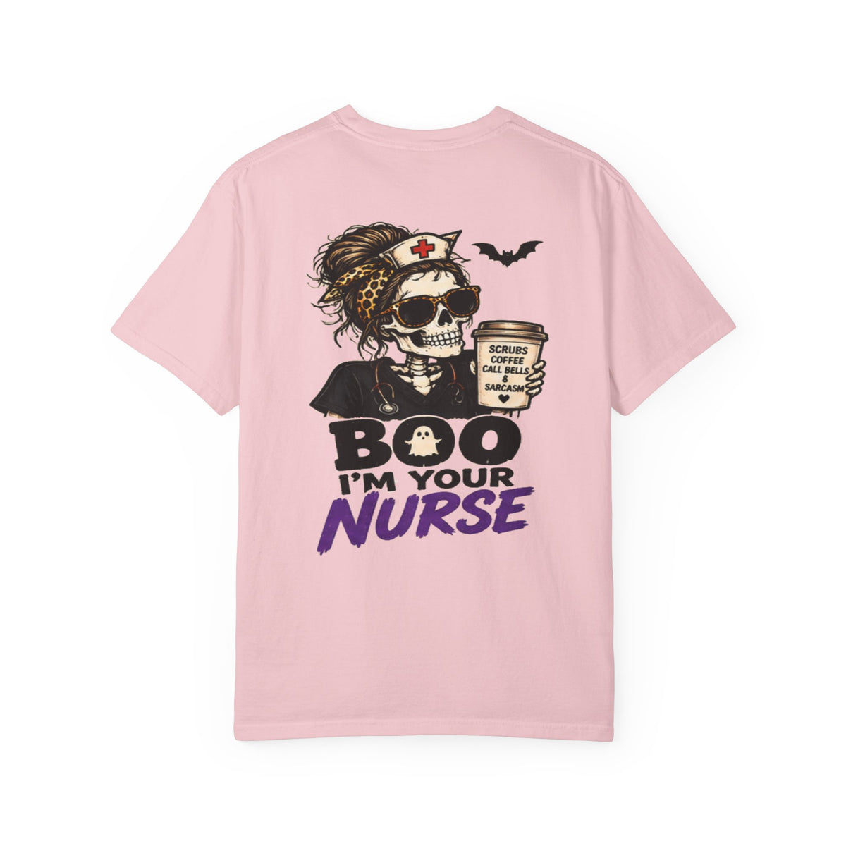 Skull Nurse with Coffee T-shirt | Boo I'm Your Nurse Halloween Tee