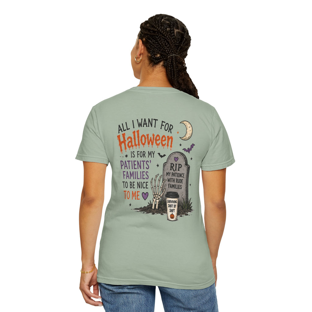 Halloween Tombstone Illustration T-shirt | Funny Medical Nurse Halloween Tee