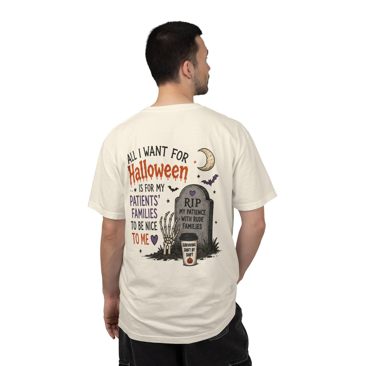 Halloween Tombstone Illustration T-shirt | Funny Medical Nurse Halloween Tee